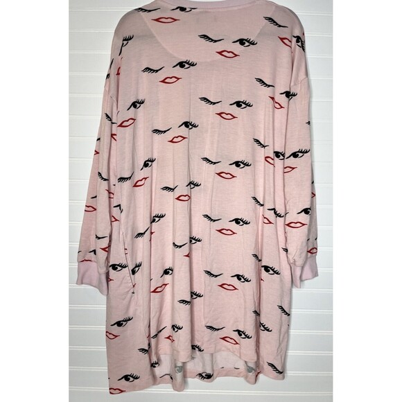 KATE SPADE Sleep Shirt Womens Large Pink & Black Wink Nightshirt Nightgown - Picture 10 of 12
